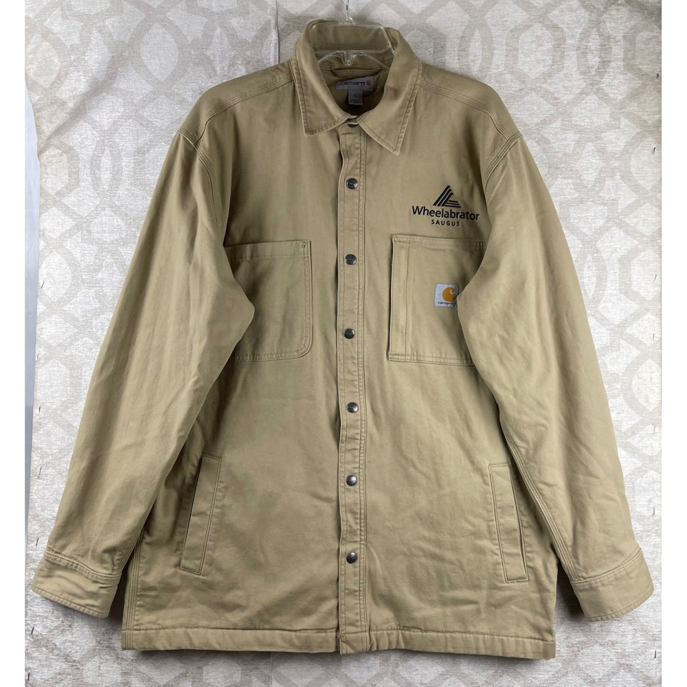 Carhartt Rugged Flex Rigby Shirt Mens L Tan Fleece Lined Canvas Jacket 102851